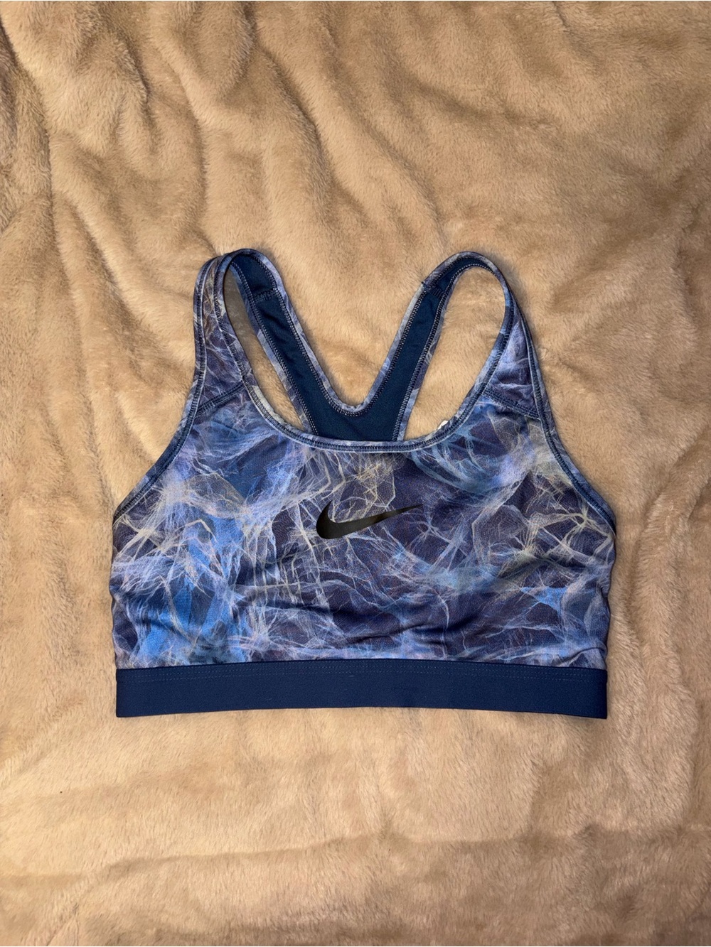 Nike Navy and Blue Abstract Print Sports Bra
